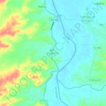 Vaqueria topographic map, elevation, terrain