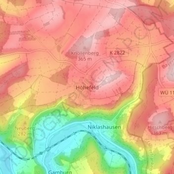 Höhefeld topographic map, elevation, terrain