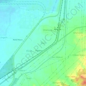 Thalli topographic map, elevation, terrain