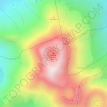 Volcán Puracé topographic map, elevation, terrain