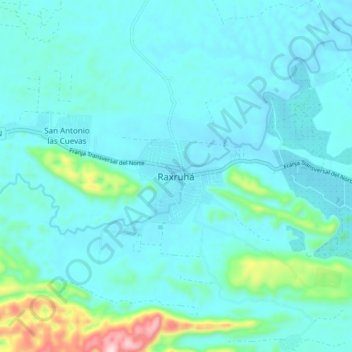 Raxruhá topographic map, elevation, terrain