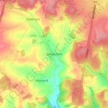 Salvacourt topographic map, elevation, terrain