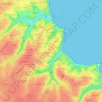 Borthélo topographic map, elevation, terrain