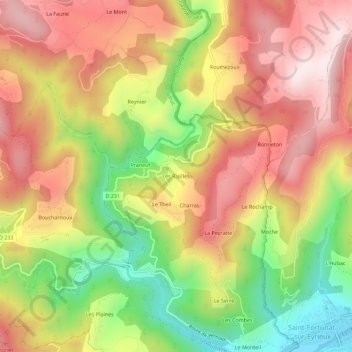 Les Riailles topographic map, elevation, terrain