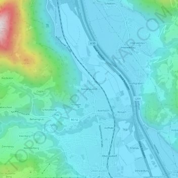 Niederaudorf topographic map, elevation, terrain