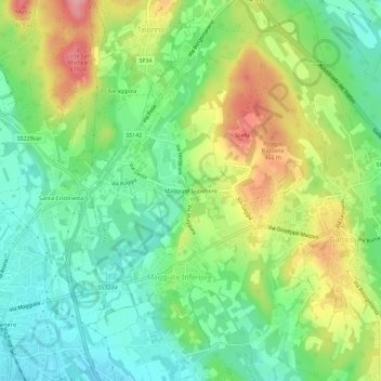 Maggiate Superiore topographic map, elevation, terrain