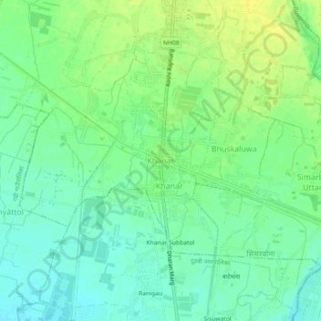 Khanar topographic map, elevation, terrain