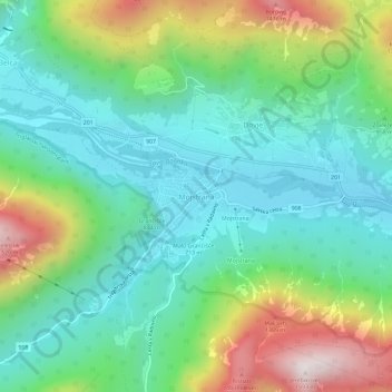 Mojstrana topographic map, elevation, terrain