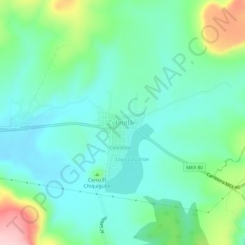 Colotitlán topographic map, elevation, terrain