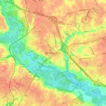 Mechanicsville topographic map, elevation, terrain