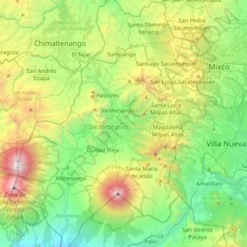 Antigua Guatemala topographic map, elevation, terrain