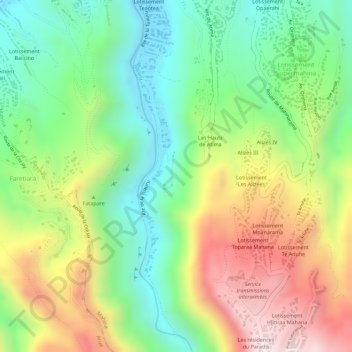 Vallée Tuauru topographic map, elevation, terrain