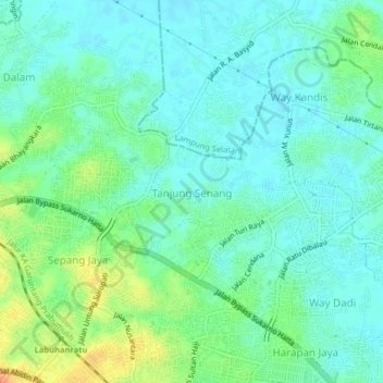 Tanjung Senang topographic map, elevation, terrain