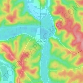 Spring Creek topographic map, elevation, terrain