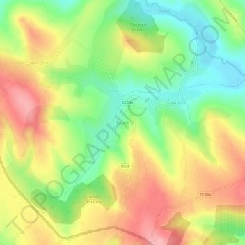 Buzeni topographic map, elevation, terrain