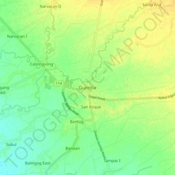 Guimba topographic map, elevation, terrain