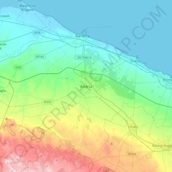 Andria topographic map, elevation, terrain