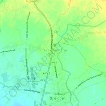 Zone 3 topographic map, elevation, terrain