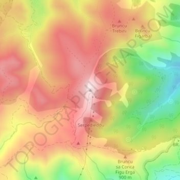 Punta Serpeddi topographic map, elevation, terrain