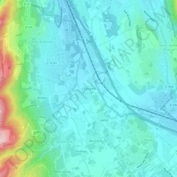 Chacuzard topographic map, elevation, terrain