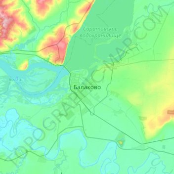 Balakovo topographic map, elevation, terrain