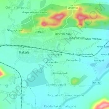Pasemvāripalli topographic map, elevation, terrain