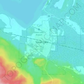 Slave Lake topographic map, elevation, terrain