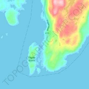 Englee topographic map, elevation, terrain