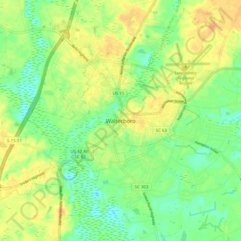Walterboro topographic map, elevation, terrain