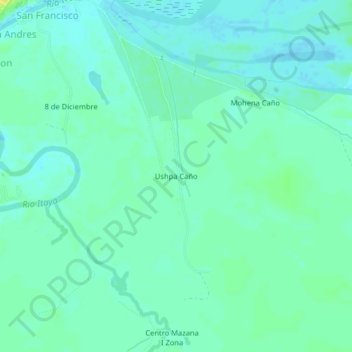 Ushpa Caño topographic map, elevation, terrain