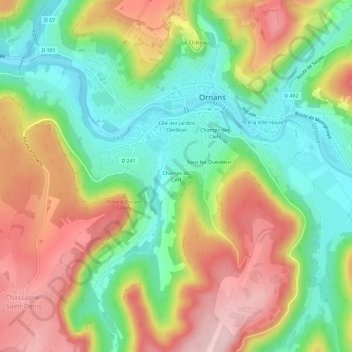 Champs du Cerf topographic map, elevation, terrain