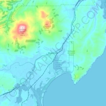Waikouaiti topographic map, elevation, terrain