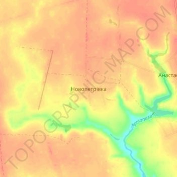 Novopetrivka topographic map, elevation, terrain