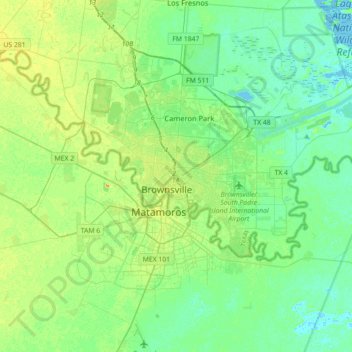 Brownsville topographic map, elevation, terrain