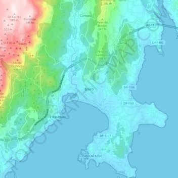 Boiro topographic map, elevation, terrain