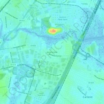 West Carteret topographic map, elevation, terrain