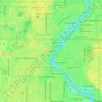 Princess Park topographic map, elevation, terrain
