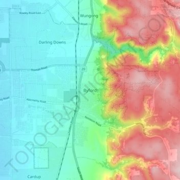 Byford topographic map, elevation, terrain