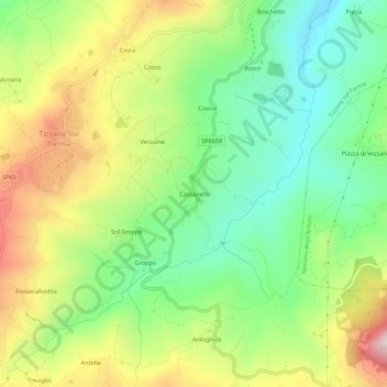 Carpaneto topographic map, elevation, terrain