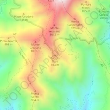 Poggio Tiani topographic map, elevation, terrain