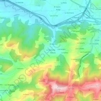 Trespando topographic map, elevation, terrain