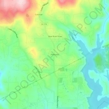 Pinecrest topographic map, elevation, terrain