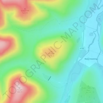 Doddin topographic map, elevation, terrain