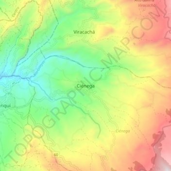 Ciénega topographic map, elevation, terrain