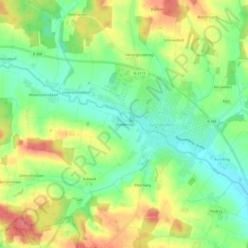 Gindering topographic map, elevation, terrain