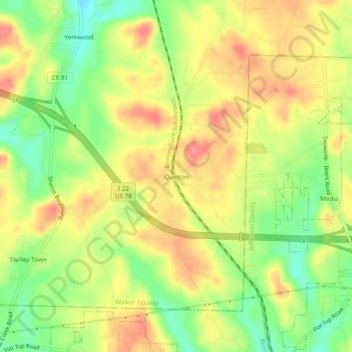 Quinton topographic map, elevation, terrain
