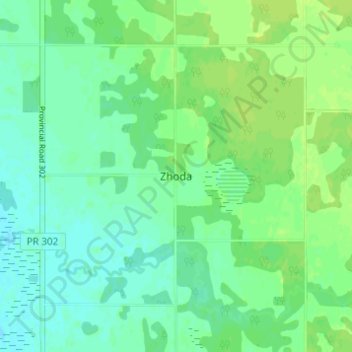 Zhoda topographic map, elevation, terrain