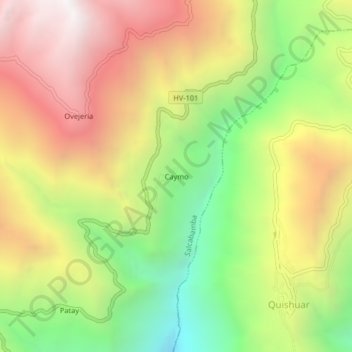 Caymo topographic map, elevation, terrain