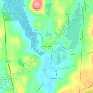 Barnum Corners topographic map, elevation, terrain