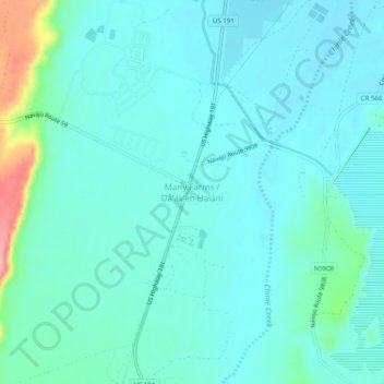 Many Farms topographic map, elevation, terrain